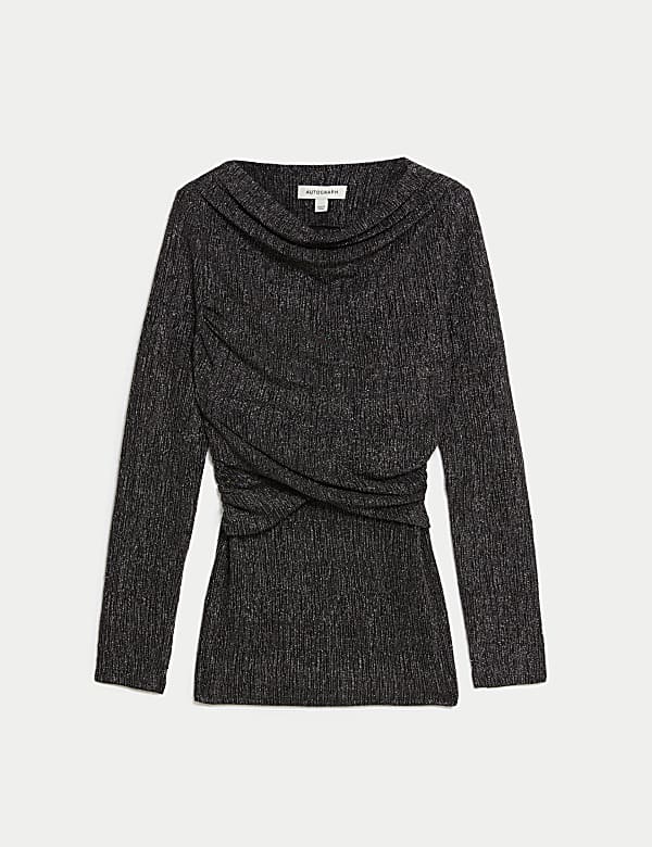 Sprankelende top met boothals en wikkeldetail - NL