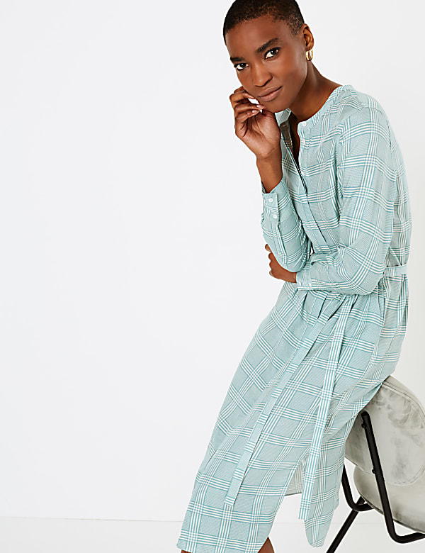 Checked Midi Shirt Dress