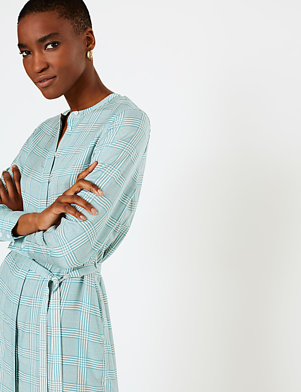 Checked Midi Shirt Dress