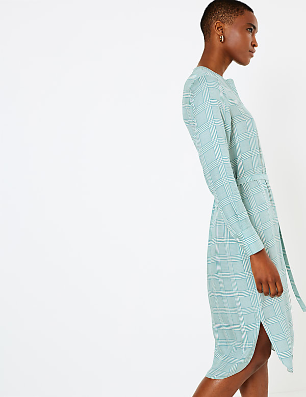 Checked Midi Shirt Dress