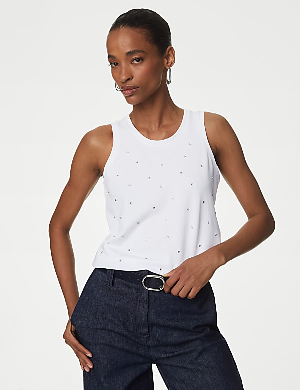 Marks and spencer white vest sale