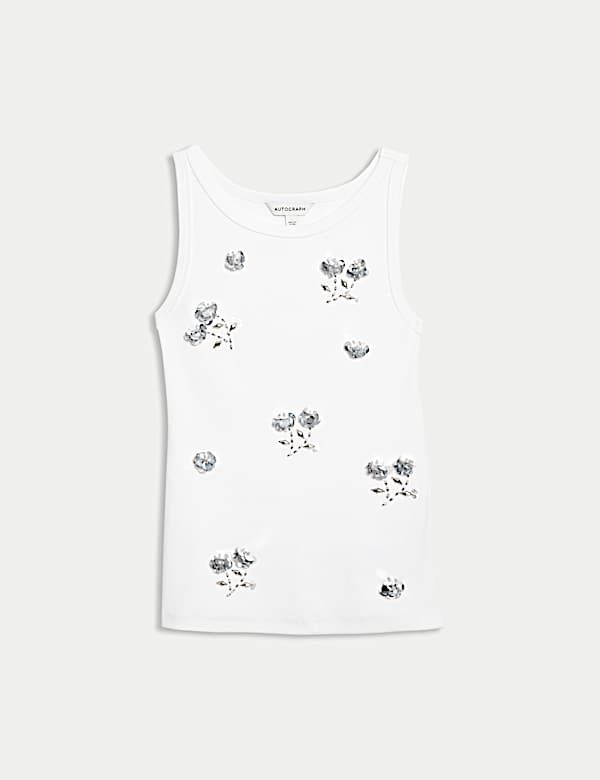 Cotton Rich Floral Embellished Vest - JO
