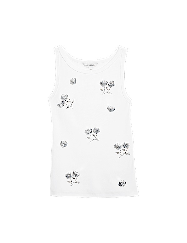 Cotton Rich Floral Embellished Vest