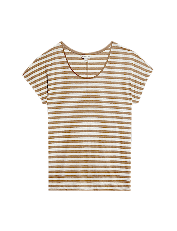 Pure Linen Striped Cap Sleeve T-shirt