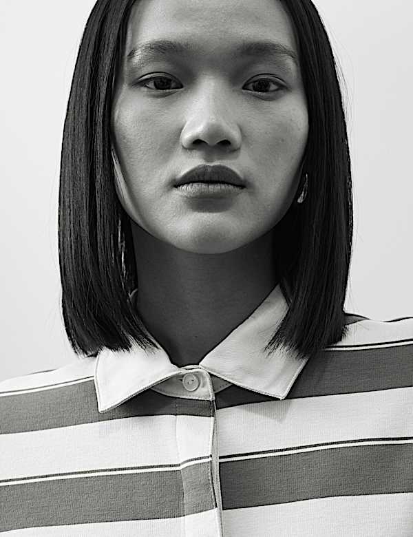 חולצת פולו ג'רסי קרופ עם פסים - IL