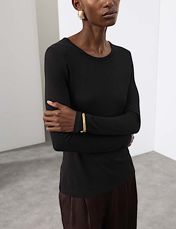 Crew Neck Top with Silk