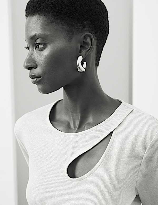 Jersey Sparkly Cut Out Top