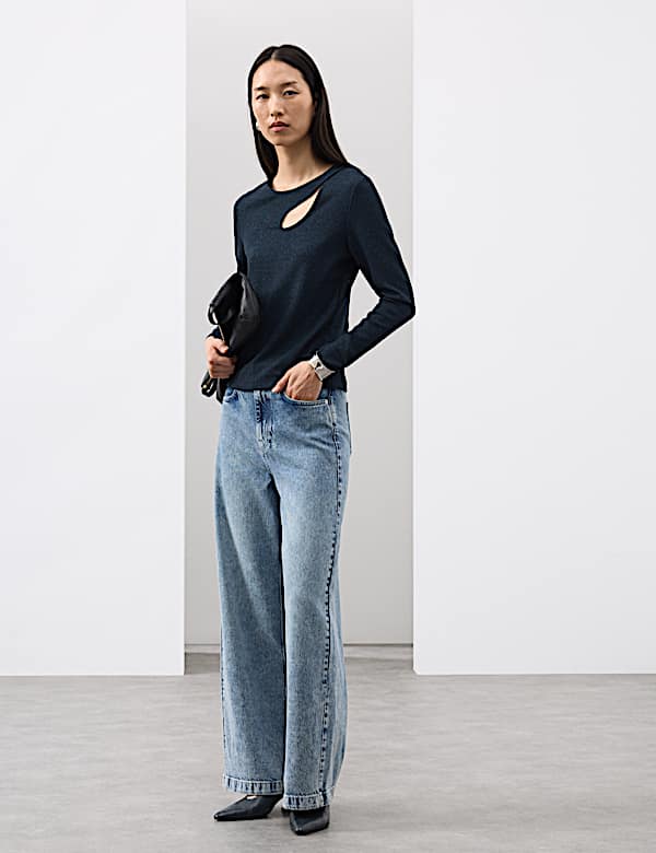 Jersey Sparkly Cut Out Top - HU