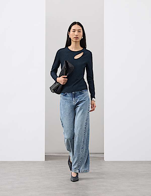 Jersey Sparkly Cut Out Top - HU