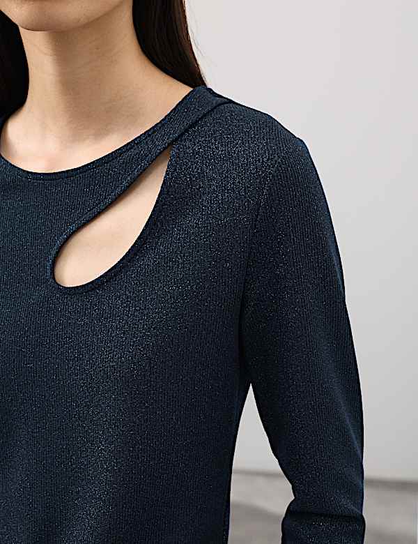 Jersey Sparkly Cut Out Top - HU