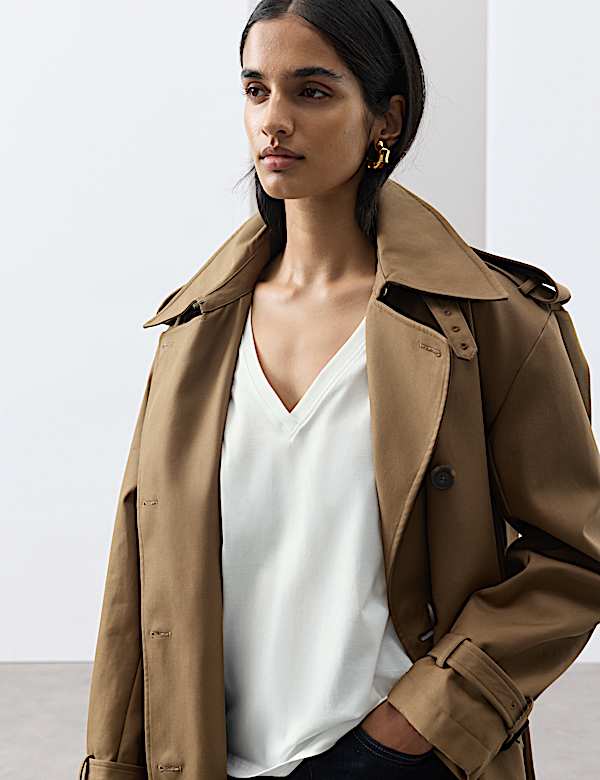 T-shirt 100 % coton Supima&trade; &agrave; col en V - CH