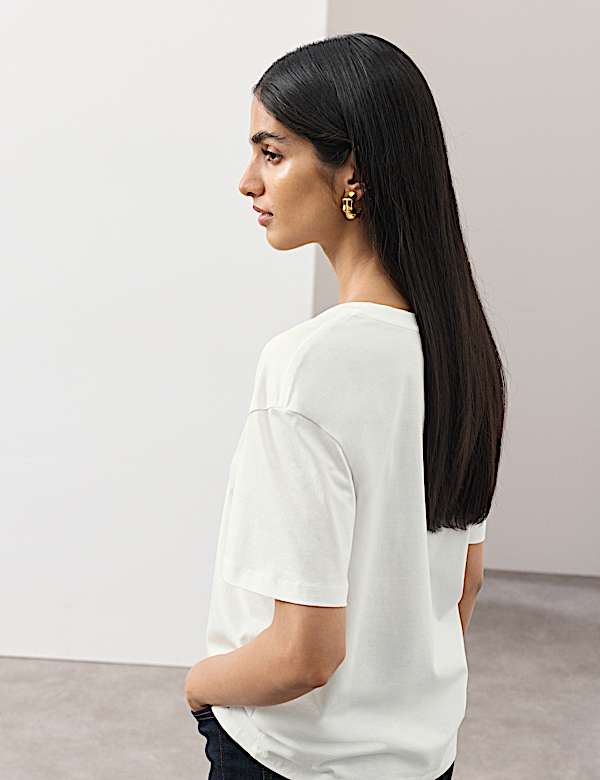 T-shirt 100 % coton Supima&trade; &agrave; col en V - CH