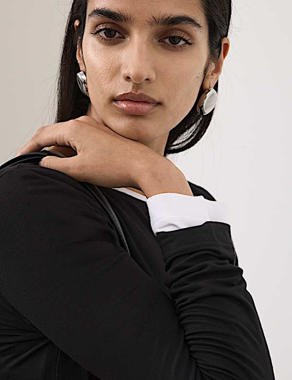 חולצת ג'רסי עם צווארון עגול - IL