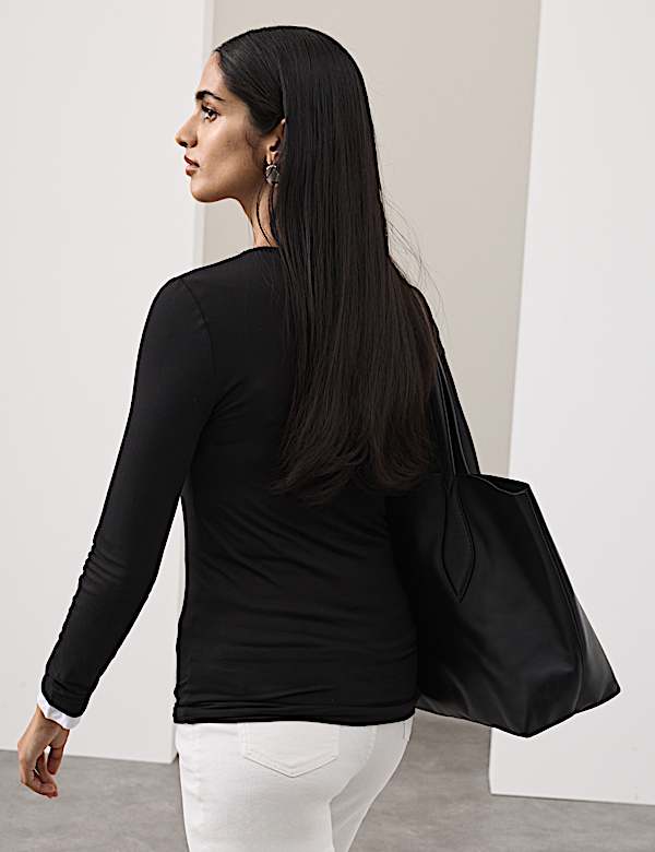 חולצת ג'רסי עם צווארון עגול - IL