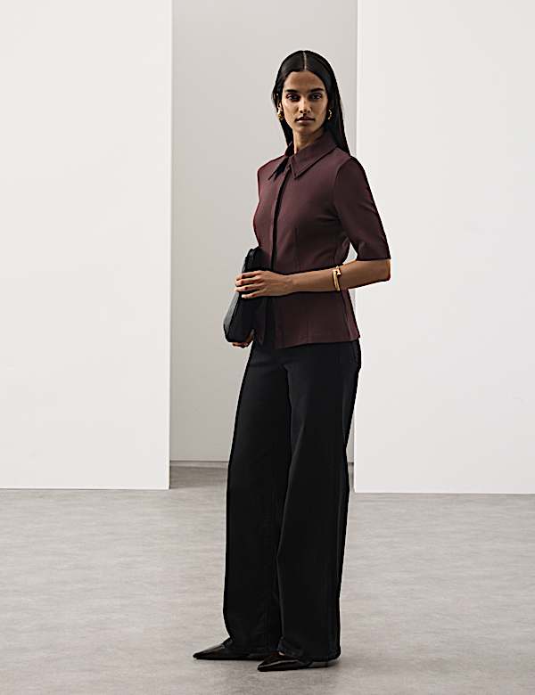 Jersey Fitted Polo Top - AL