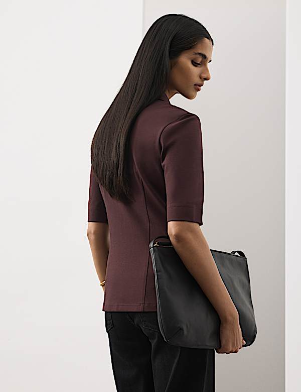 Jersey Fitted Polo Top - AL