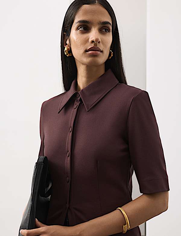 Jersey Fitted Polo Top - AL