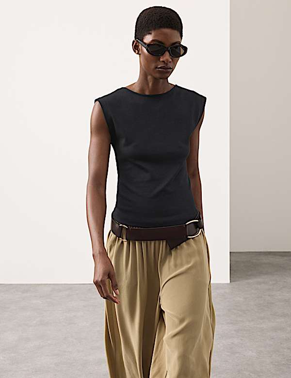 Cotton Rich Open Back Vest Top - TW