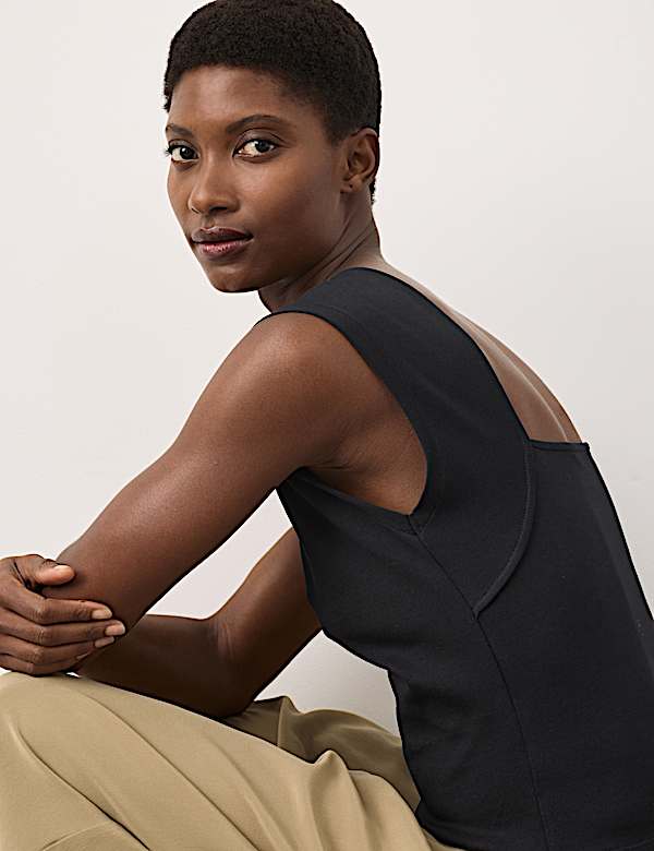 Cotton Rich Open Back Vest Top - TW