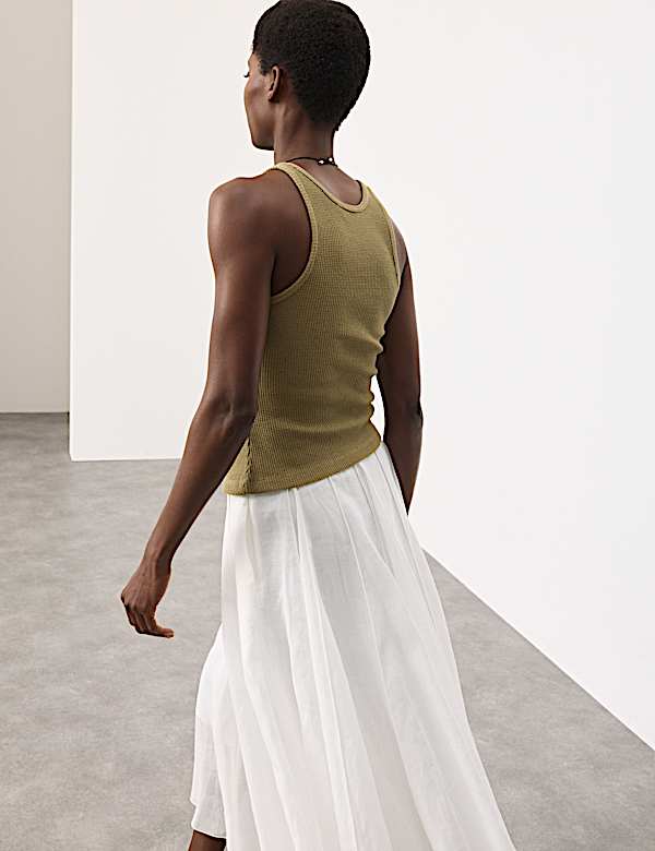 Cotton Rich Sparkly Waffle Tank Top - US