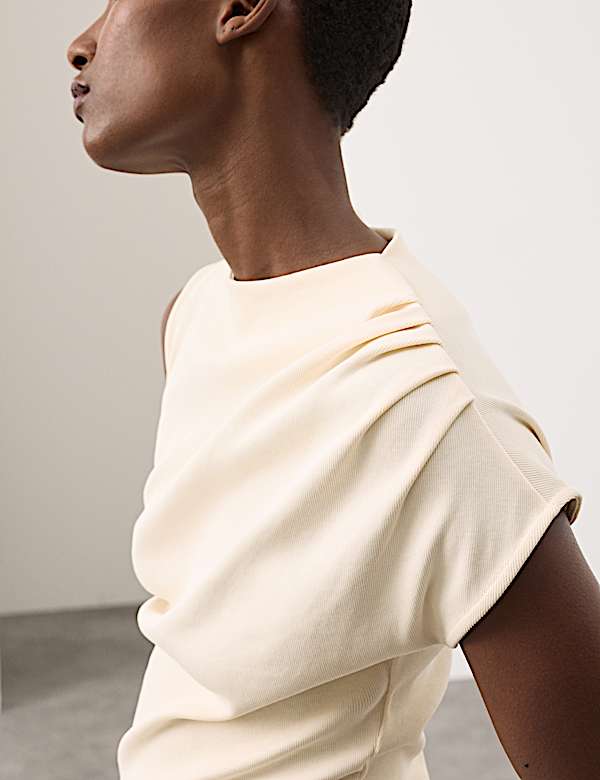 Pure Cotton Ruched Asymmetrical Top - PT