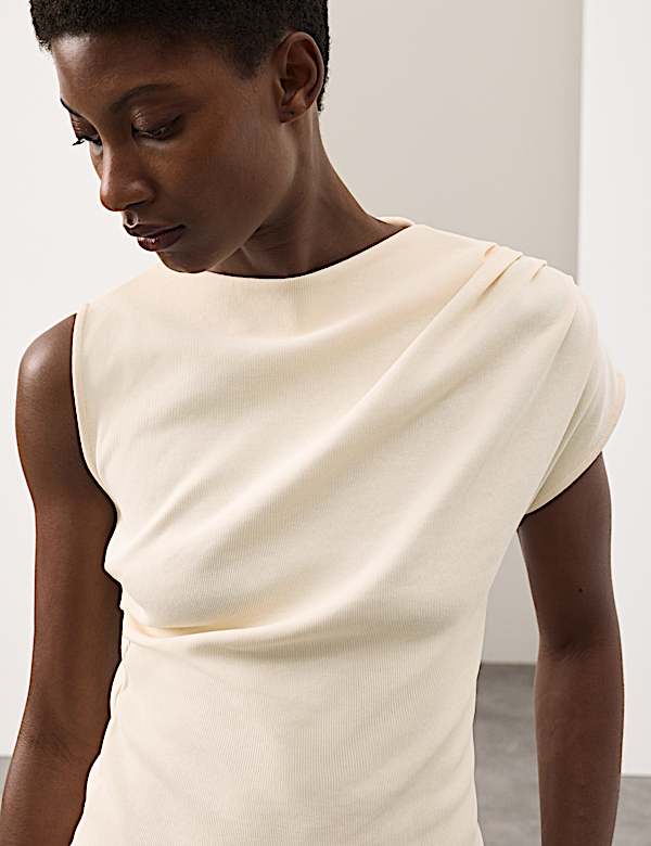 Pure Cotton Ruched Asymmetrical Top - PT