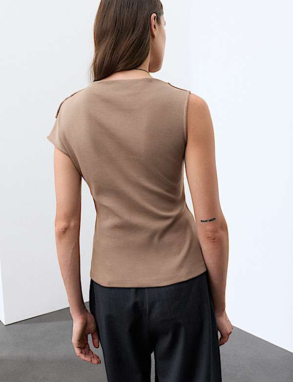 Pure Cotton Ruched Asymmetrical Top - UA