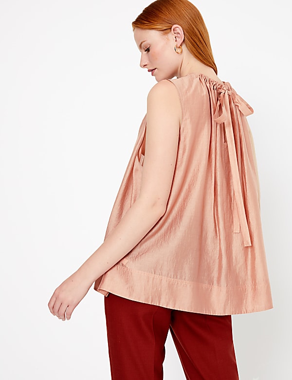 Gathered Neck Sleeveless Blouse