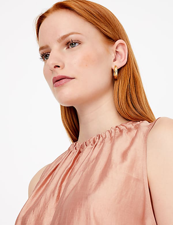 Gathered Neck Sleeveless Blouse