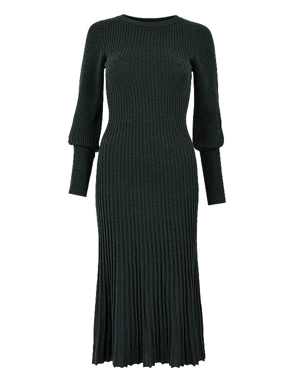 Merino Ribbed Knitted Dress