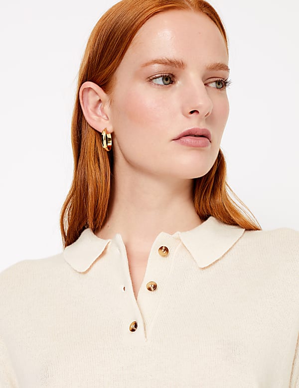 Knitted Wool Rich Polo Shirt with Cashmere