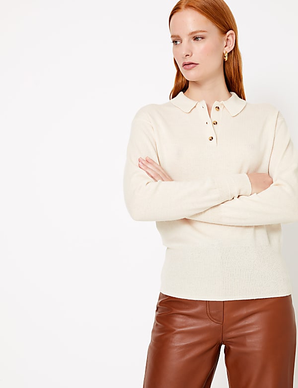 Knitted Wool Rich Polo Shirt with Cashmere