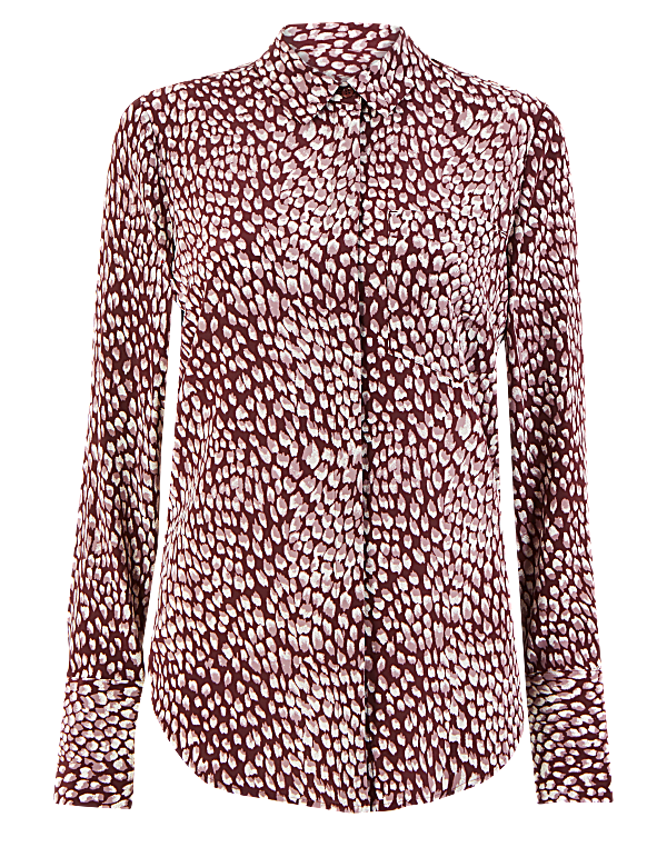 Pure Silk Printed Relaxed Fit Shirt
