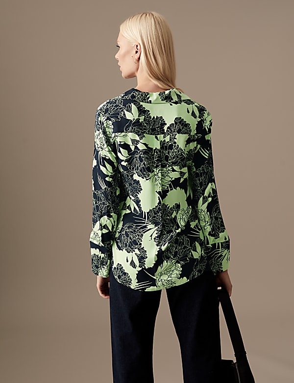 Floral Collared Long Sleeve Shirt