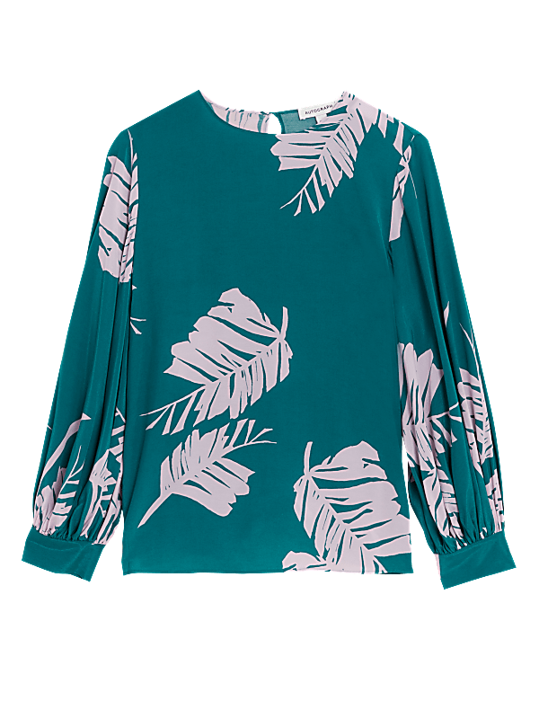 Cupro Rich Printed Blouson Sleeve Blouse