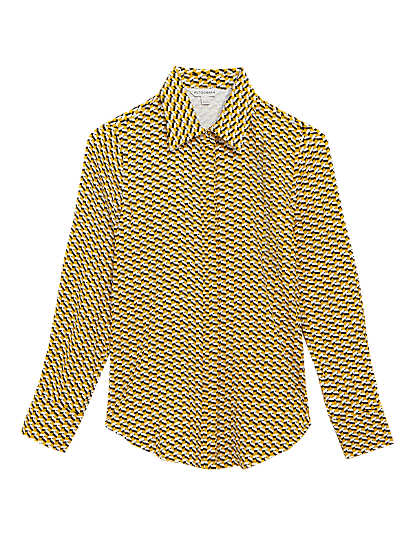 Chain Print Collared Long Sleeve Shirt
