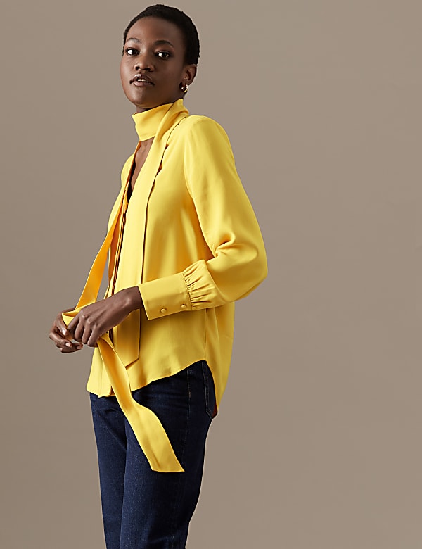Tie Neck Long Sleeve Blouse