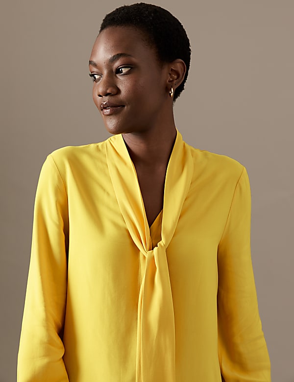 Tie Neck Long Sleeve Blouse