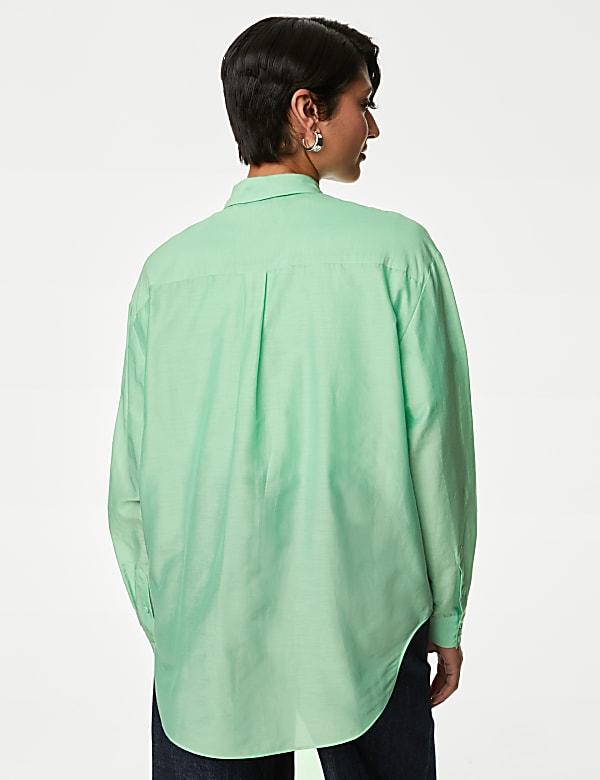 Silk Blend Collared Long Sleeve Shirt