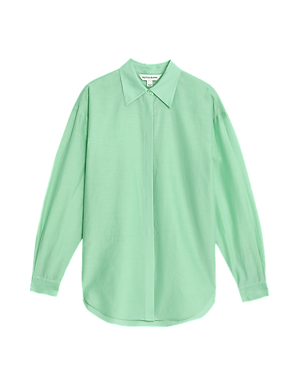Silk Blend Collared Long Sleeve Shirt