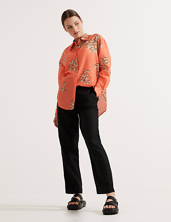 Silk Blend Floral Collared Shirt
