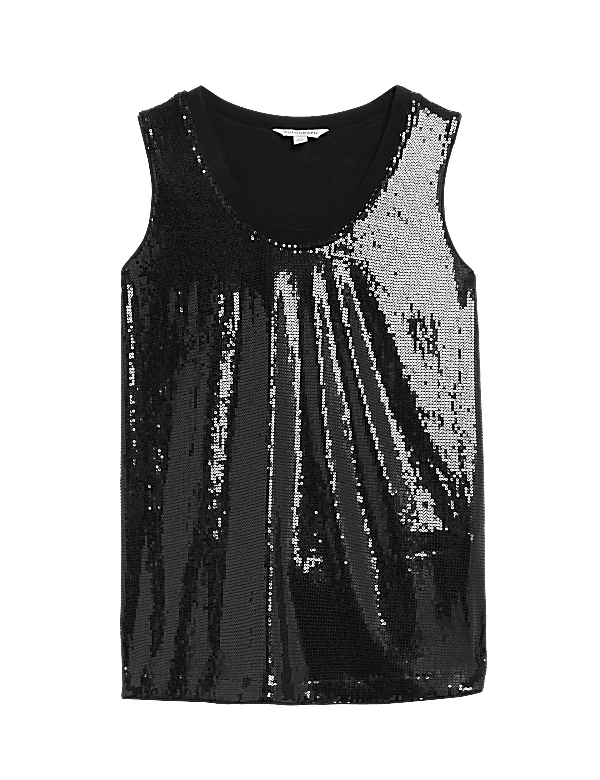 Sequin Round Neck Cami Top