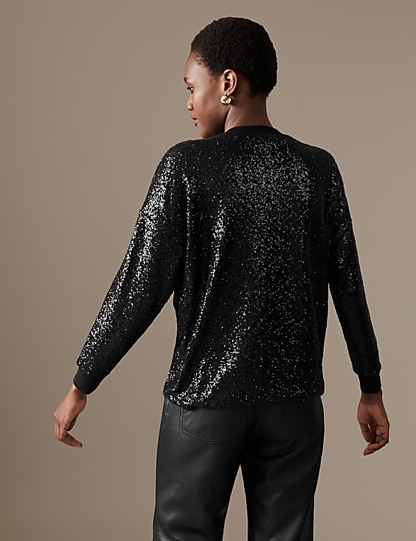 Sequin Round Neck Sweatshirt