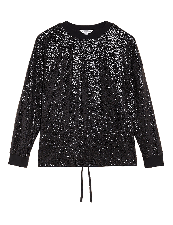 Sequin Round Neck Sweatshirt