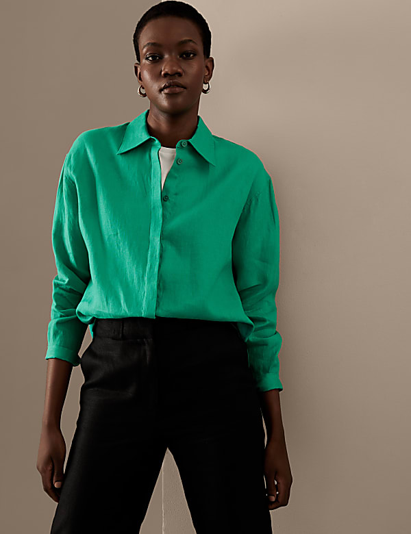 Pure Irish Linen Collared Relaxed Shirt