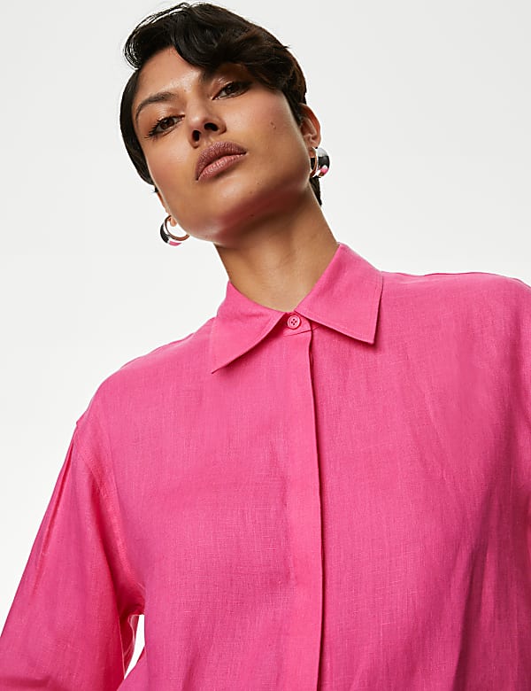 Pure Irish Linen Collared Relaxed Shirt