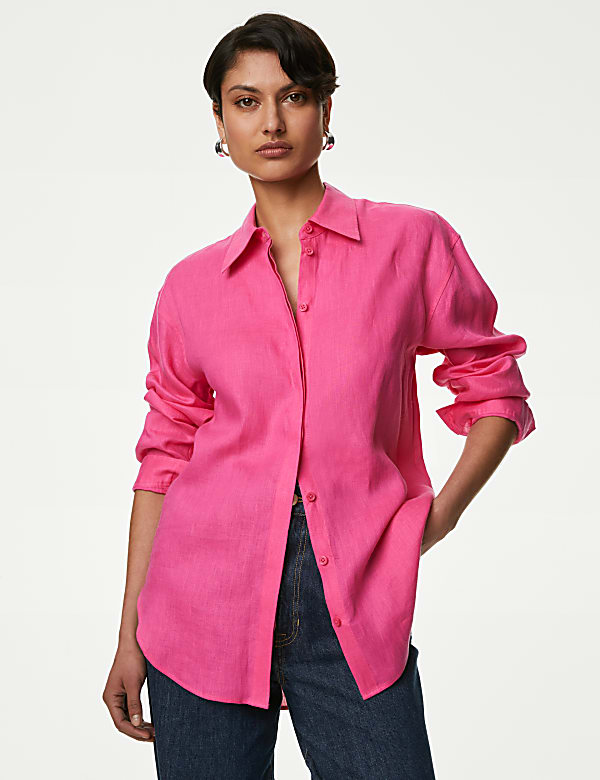 Pure Irish Linen Collared Relaxed Shirt