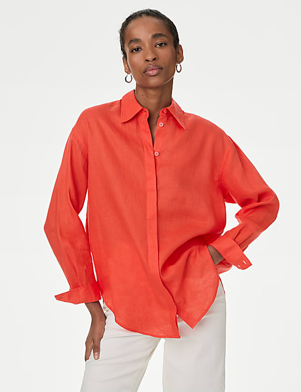 Pure Irish Linen Collared Relaxed Shirt