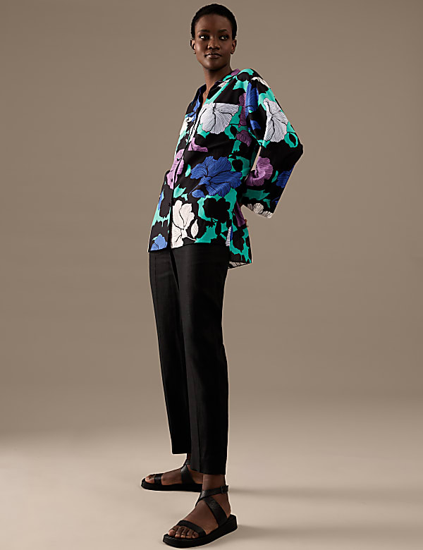 Silk Blend Floral Relaxed Shirt