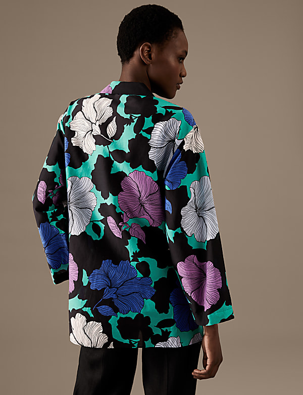 Silk Blend Floral Relaxed Shirt